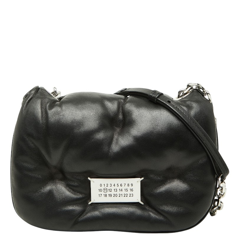 マルタンマルジェラ グラム スラム フラップ スモール チェーン ショルダーバッグ ブラック レザー レディース MARTIN MARGIELA 【中古】