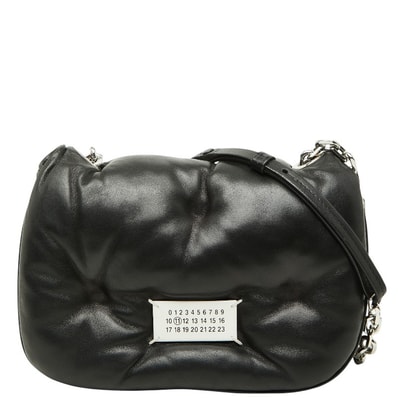 マルタンマルジェラ グラム スラム フラップ スモール チェーン ショルダーバッグ ブラック レザー レディース MARTIN MARGIELA 【中古】