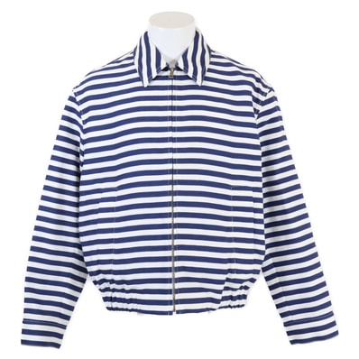 グッチ 【新品同様/国内正規/25年製】837918 ZATAS ZIPPED JACKET IN COTTON JACQUARD WITH GG PRINT GGジャガード ボーダー ジップアップ ブルゾン/ 46