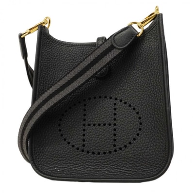 【6dc3011-h】エルメス ショルダーバッグ エヴリンTPM トリヨンクレマンス ブラック ゴールド金具 W刻印【中古】レディース