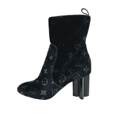 ルイヴィトン LOUIS VUITTON ブーツ モノグラム シルエットライン ショートブーツ 22年 ブラック