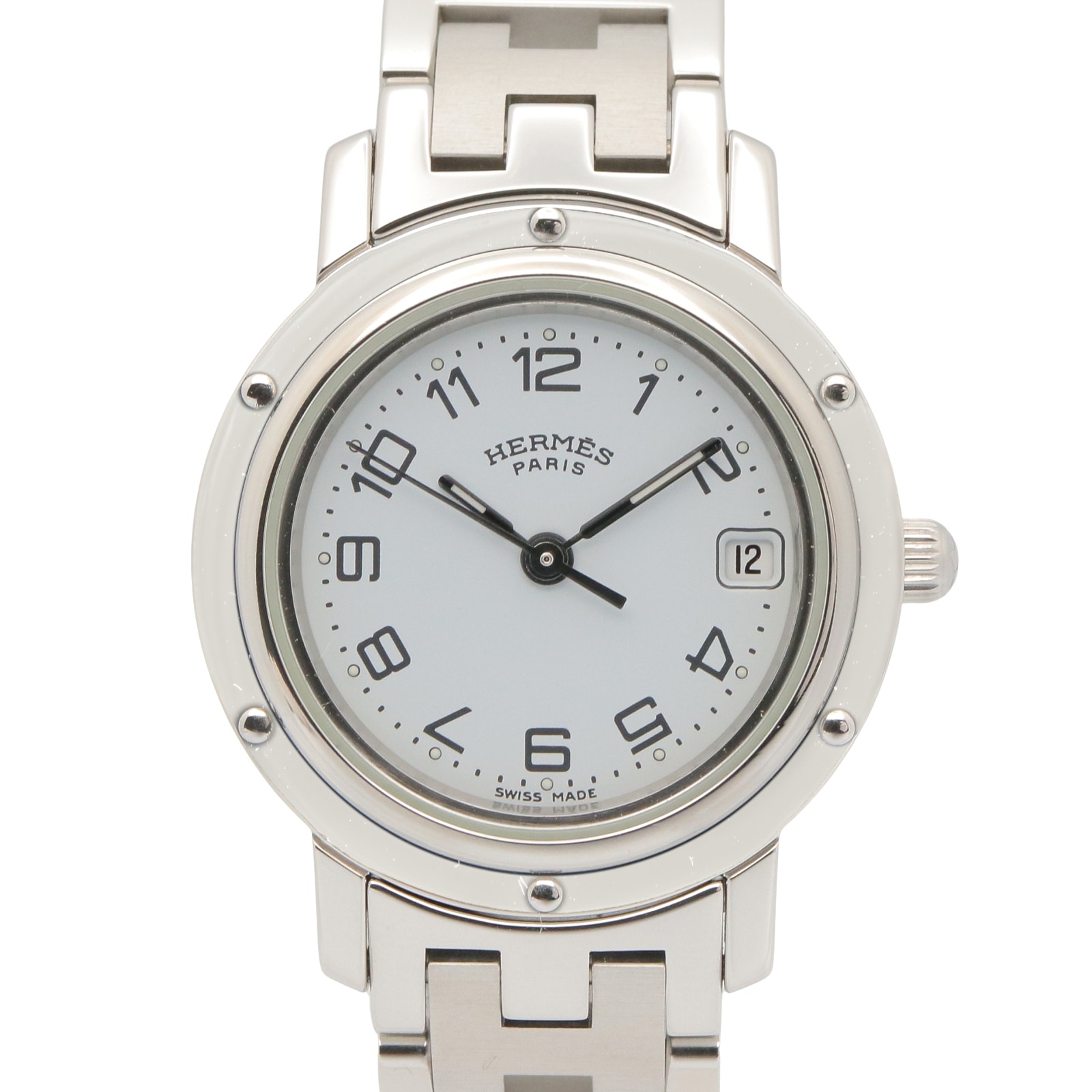 エルメス HERMES クリッパー 腕時計 時計 ステンレススチール レディース ホワイト系 CL4.210 【中古】