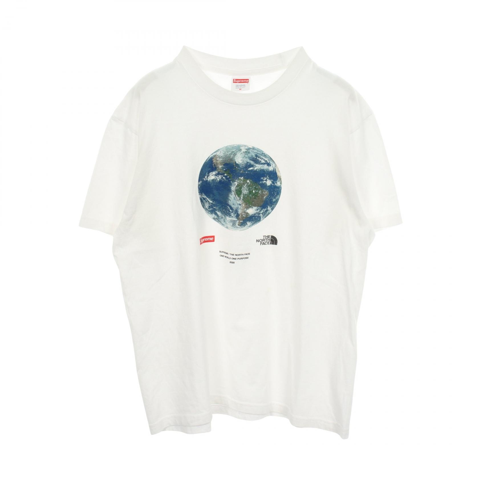 シュプリーム Supreme Supreme × THE NORTH FACE One World Tee 半袖Tシャツ 衣料品 トップス コットン メンズ ホワイト系 【中古】