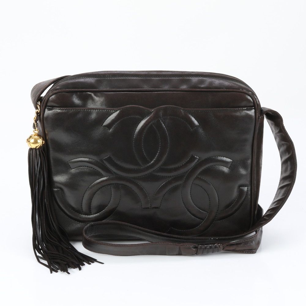 ■美品 シャネル トリプルココ ラムスキンショルダーバッグ レザー