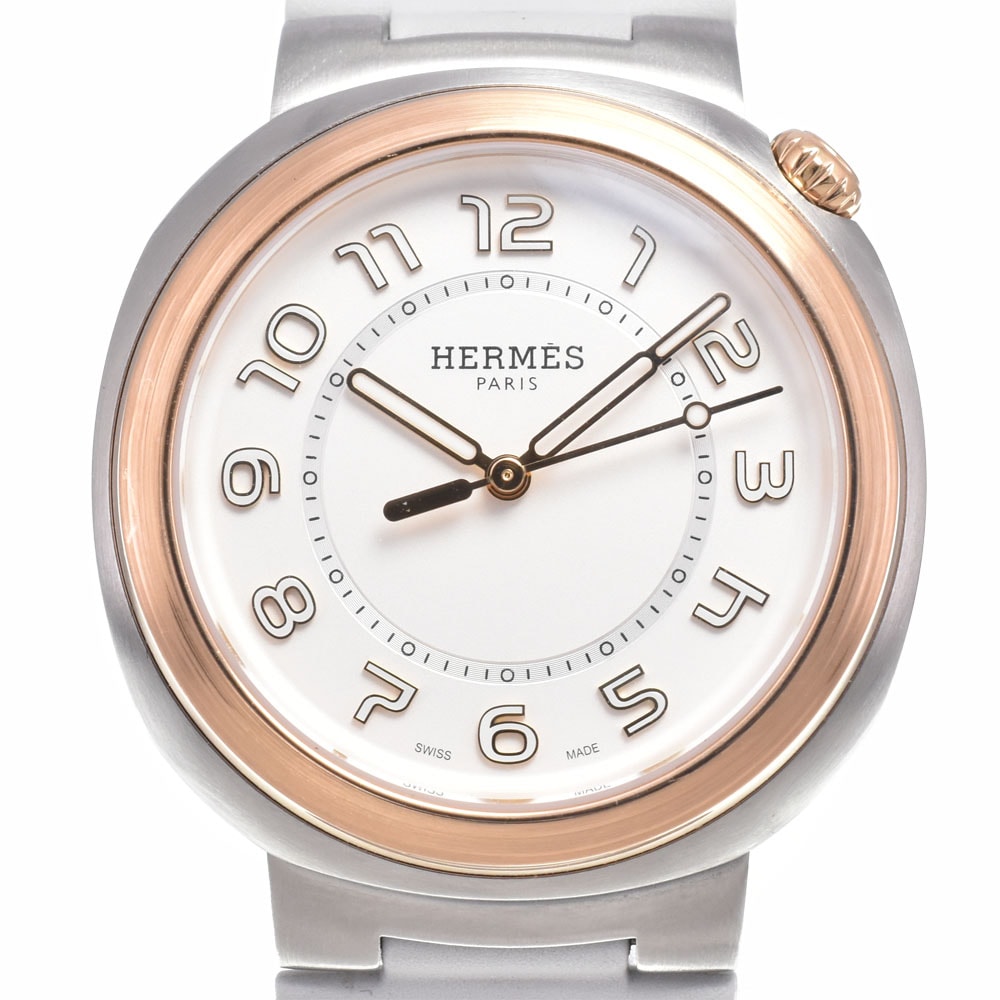 エルメス HERMES SD1.520 エルメス・カット SS/K18PG シルバー 自動巻き メンズ 美品 腕時計 B#149612