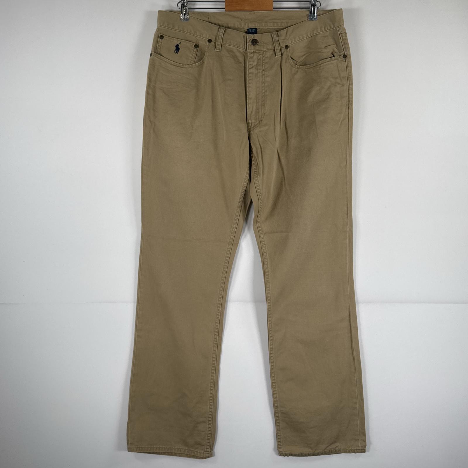 古着 ポロバイラルフローレン Polo by Ralph Lauren チノパンツ チノパン ワンポイント 5ポケット 大きいサイズ w36 L32  ベージュ メンズ