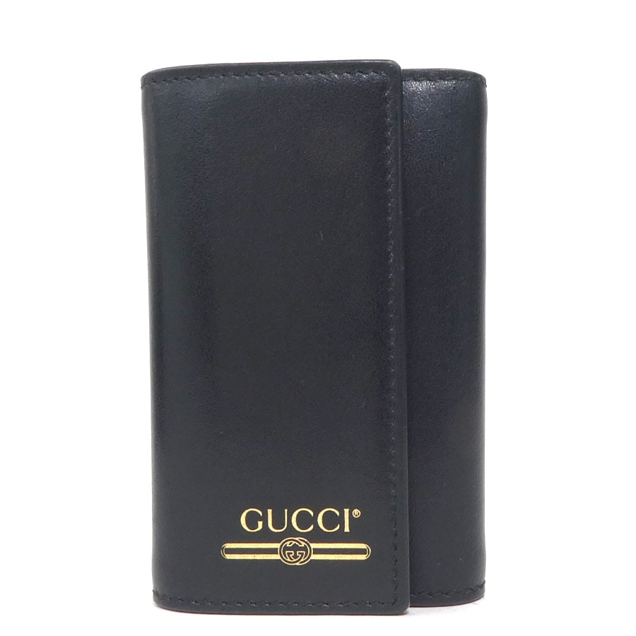 グッチ GUCCI キーケース レザー ブラック ユニセックス 547588【中古】 h31819i