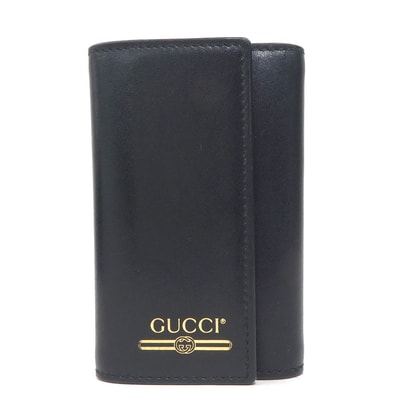 グッチ GUCCI キーケース レザー ブラック ユニセックス 547588【中古】 h31819i