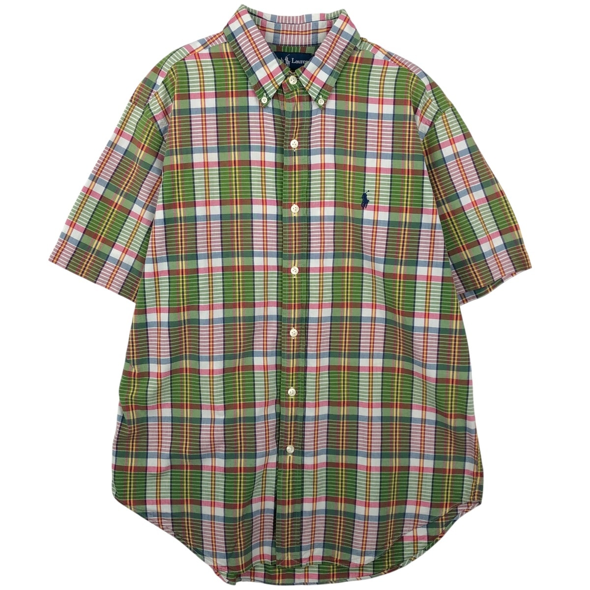 古着 ラルフローレン Ralph Lauren CLASSIC FIT 半袖 ボタンダウン チェックシャツ メンズL相当/eaa641185