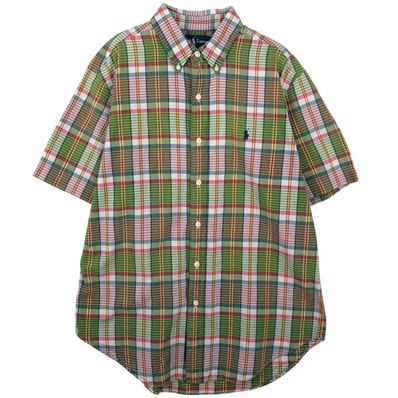 古着 ラルフローレン Ralph Lauren CLASSIC FIT 半袖 ボタンダウン チェックシャツ メンズL相当/eaa641185