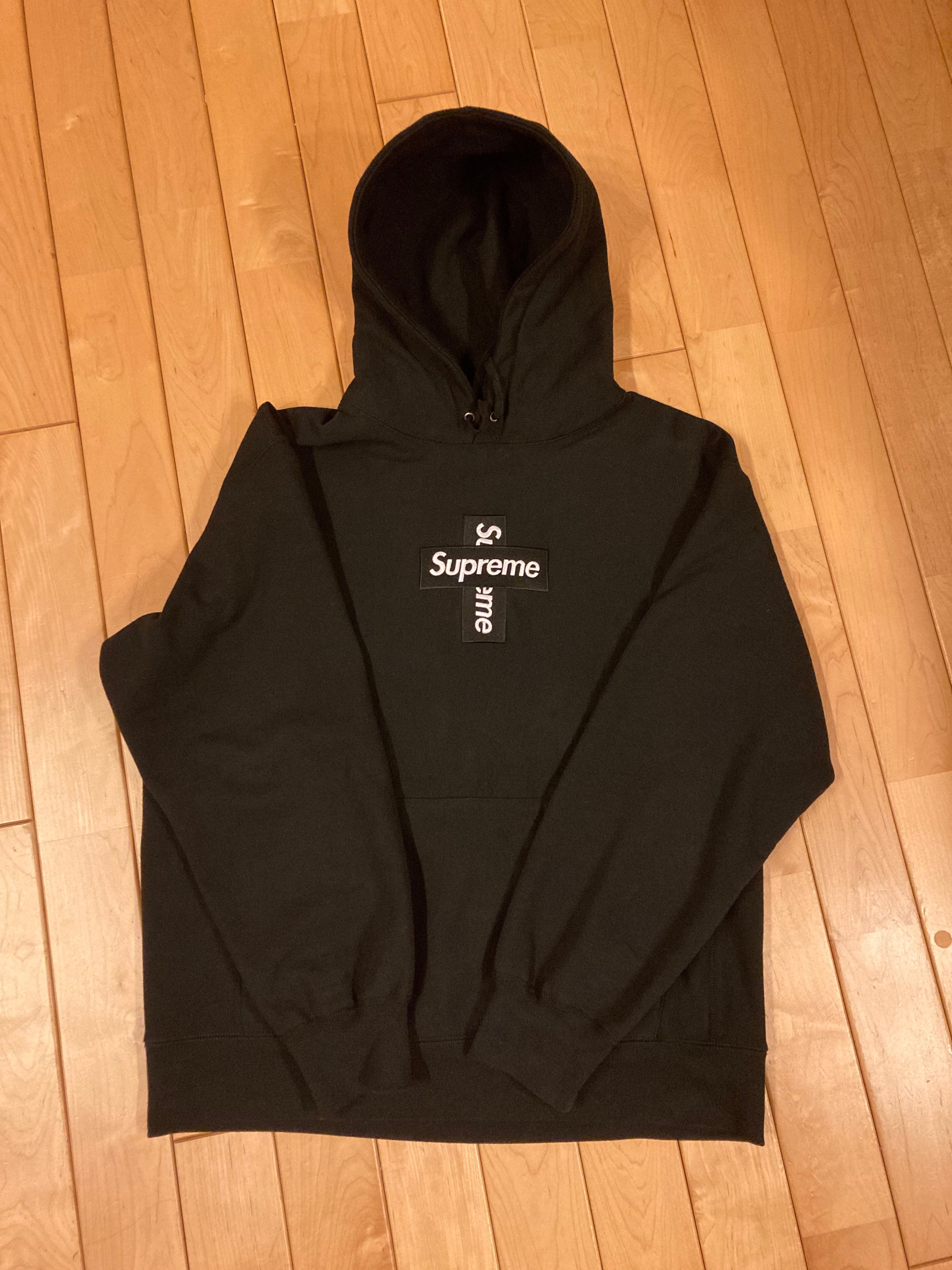 Supreme Cross Box Logo Hooded Sweatshirt "Black"
