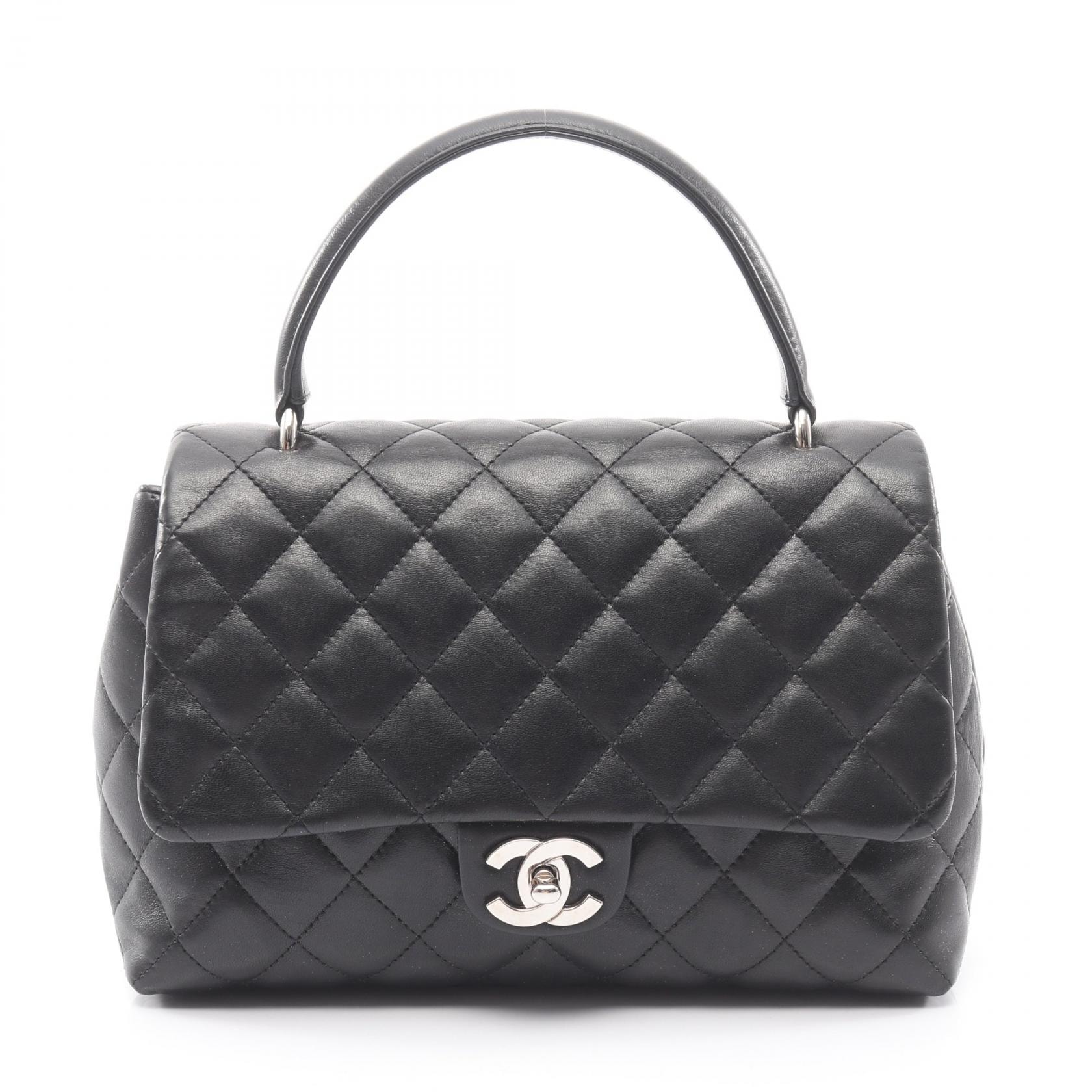 シャネル CHANEL マトラッセ トップハンドルバッグ ハンドバッグ バッグ ラムスキン(羊革) レディース ブラック系 【中古】