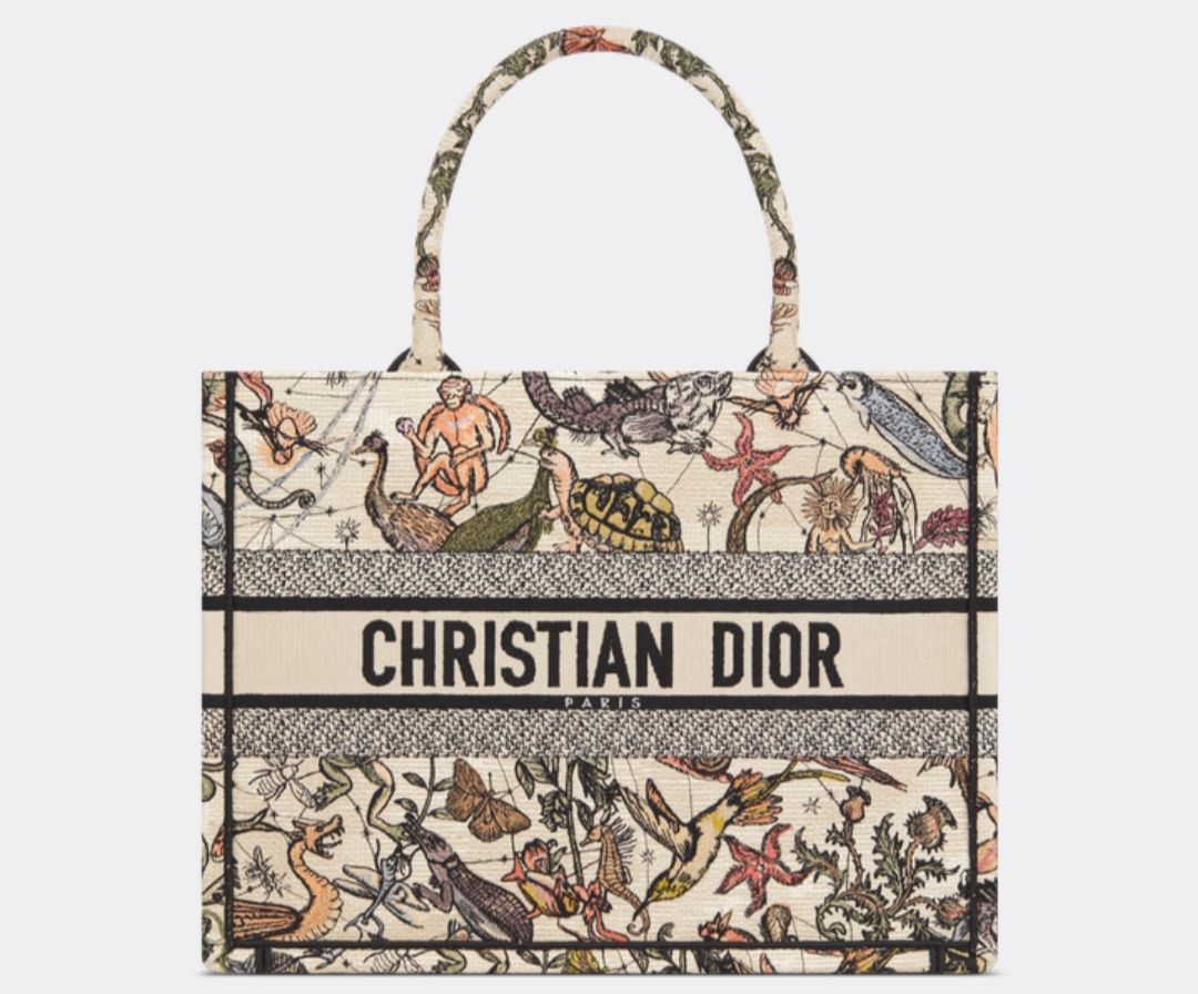 Dior Medium Dior Book Tote Animaux Fantastiques Embroidery "White/Multicolor"