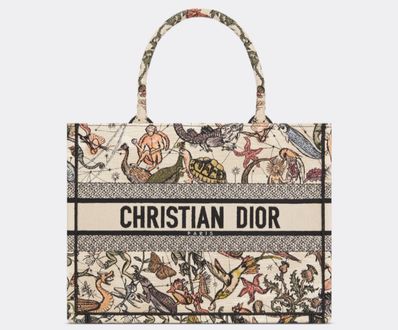 Dior Medium Dior Book Tote Animaux Fantastiques Embroidery "White/Multicolor"