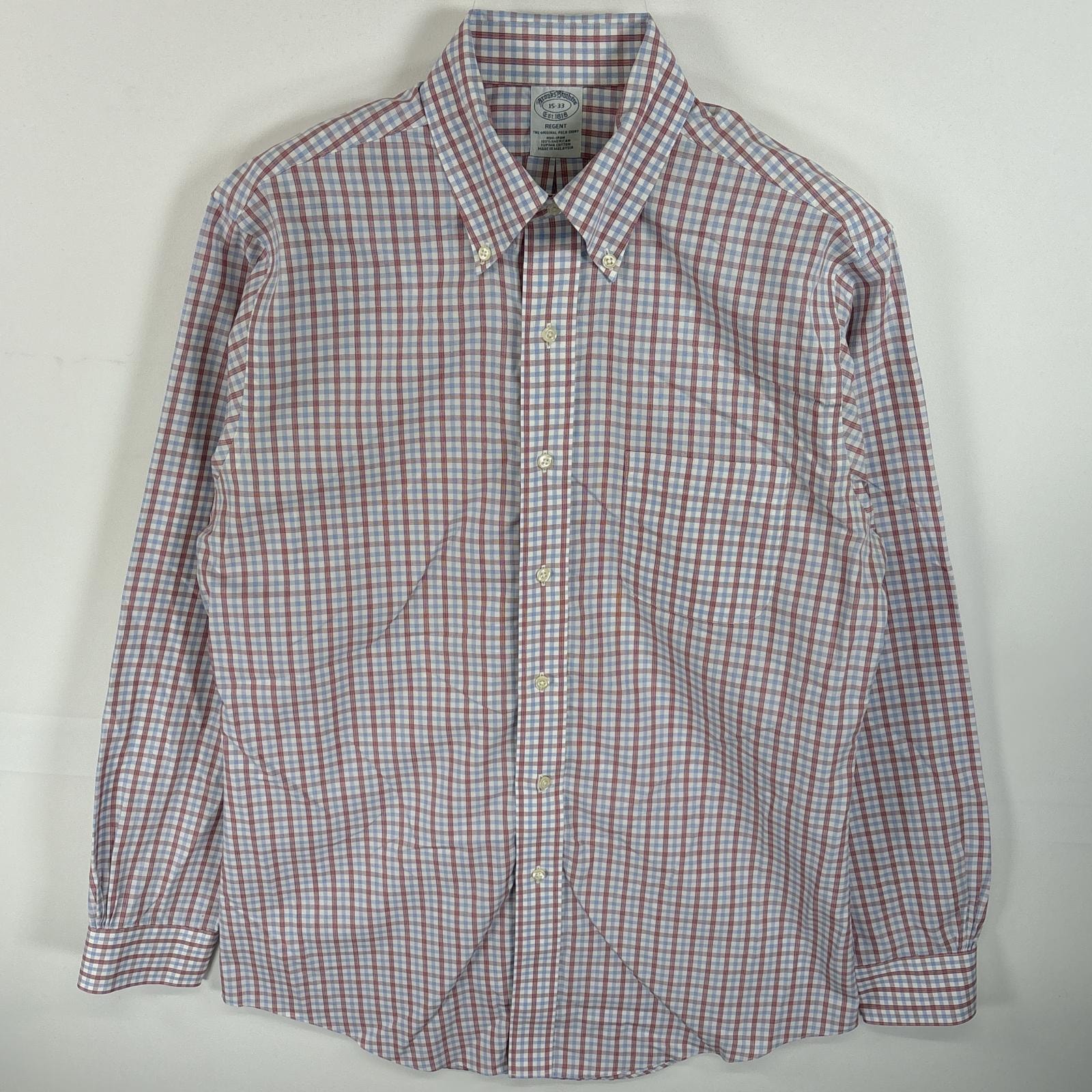 古着 ブルックスブラザーズ Brooks Brothers 長袖シャツ ボタンダウンシャツ 胸ポケ REGENT 15 S-M ホワイト系 チェック メンズ