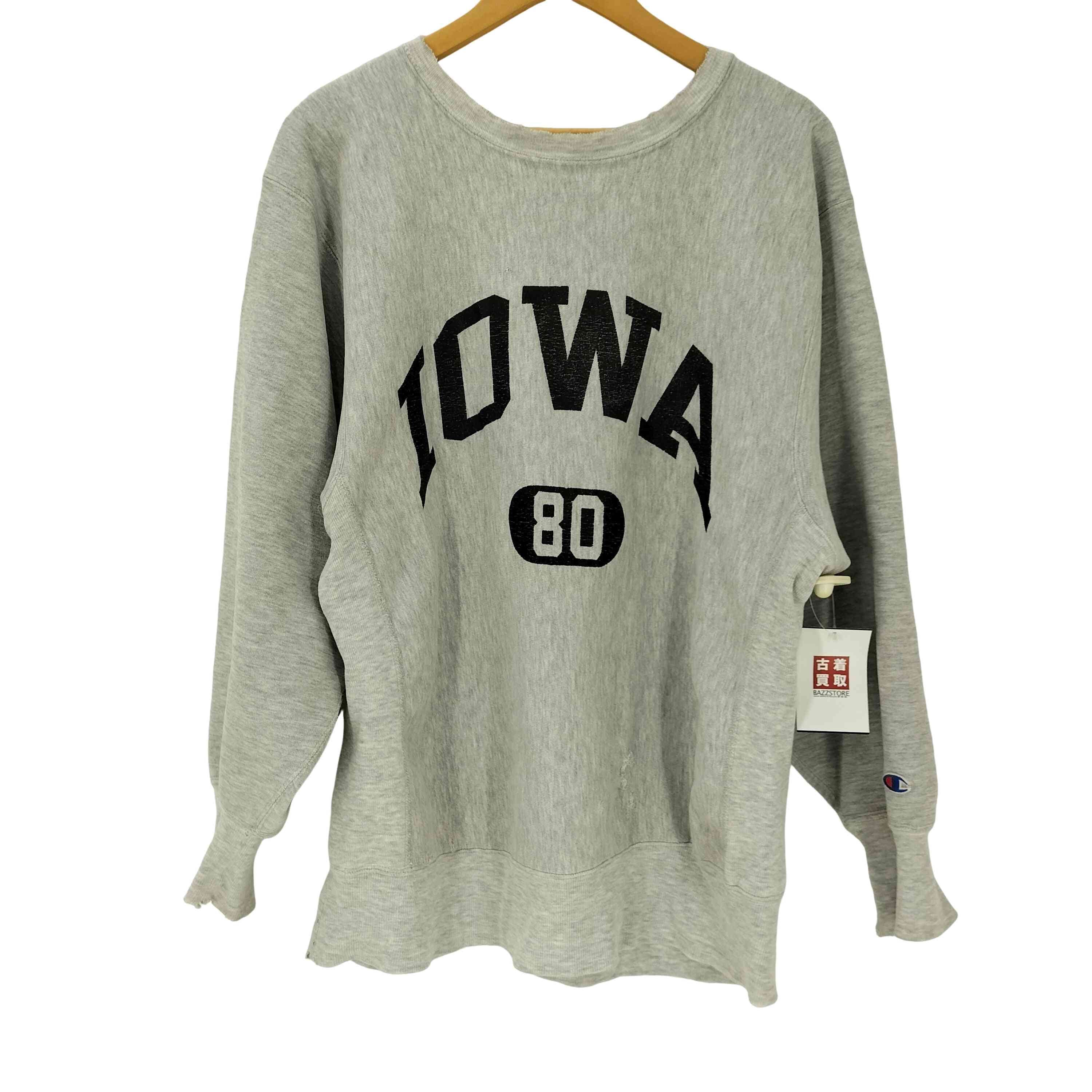 90S USA製 刺繍タグ REVERSE WEAVE リバースウィーブ IOWA 80 2段 アーチロゴ プリント スウェット 霜降り【1140438497900】