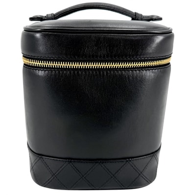 CHANEL シャネル ハンドバッグ ココマーク ビコローレ バニティバッグ 化粧ポーチ コスメポーチ ラムスキン ブラック 黒 ゴールド金具 レディース【中古品】