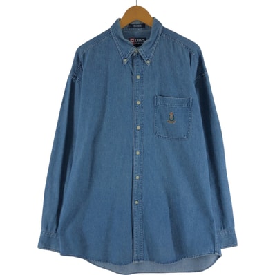 古着 90年代 ラルフローレン Ralph Lauren CHAPS チャップス 長袖 ボタンダウンデニムシャツ メンズL相当 ヴィンテージ/eaa541041