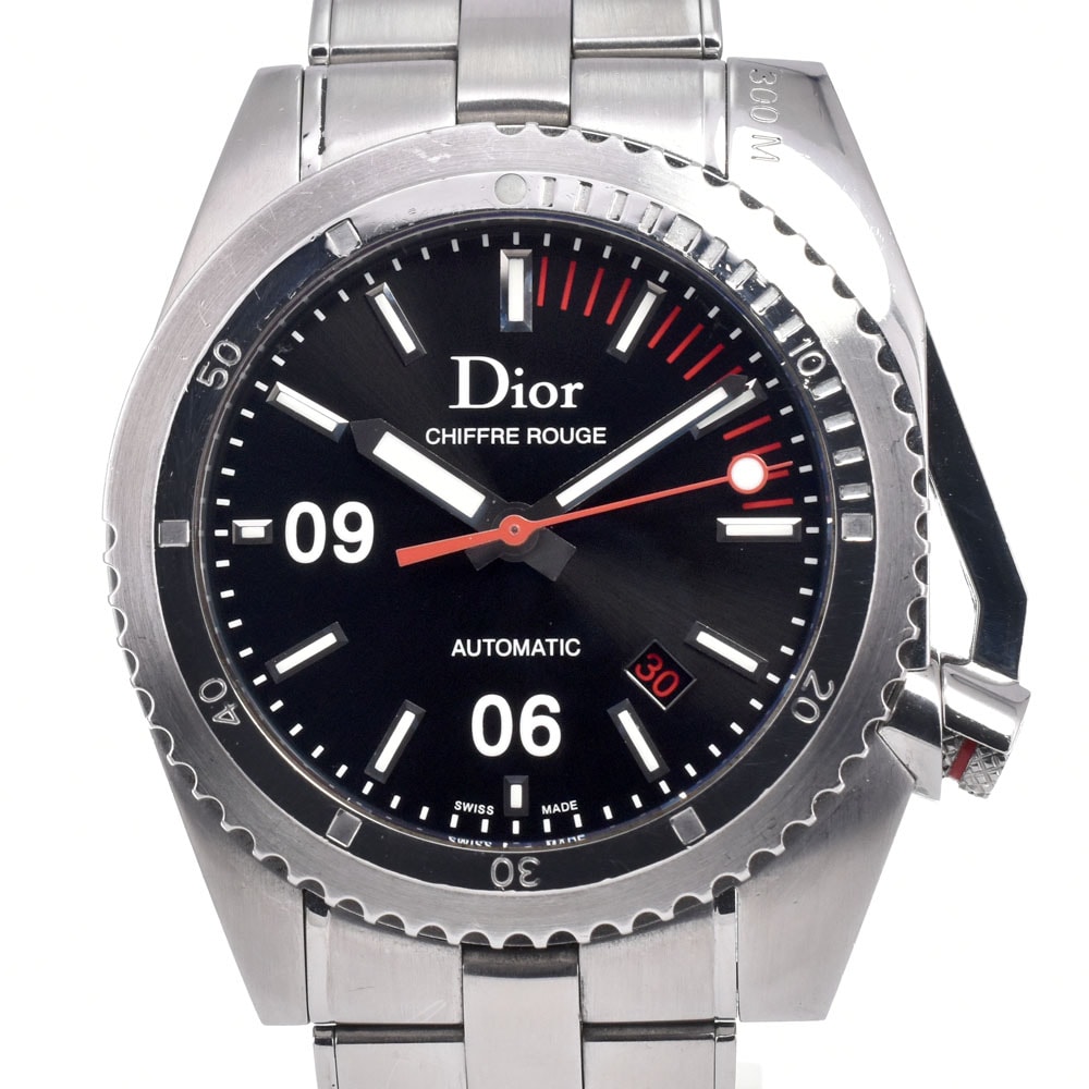 ディオール Dior CD085510 シフルルージュ D01 デイト ブラック 自動巻き メンズ 良品 腕時計 D#149830