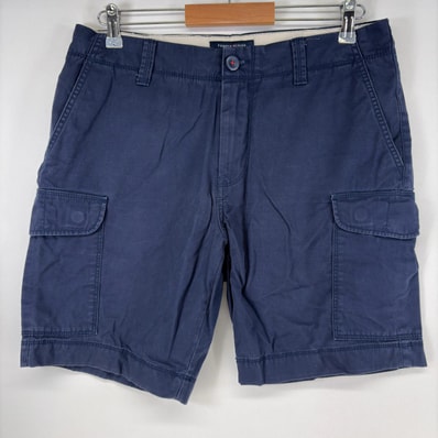 古着 トミーヒルフィガー TOMMY HILFIGER ショートパンツ カーゴ 刺繍ロゴ サイドポケット ハーフパンツ チノパン w32 ネイビー メンズ