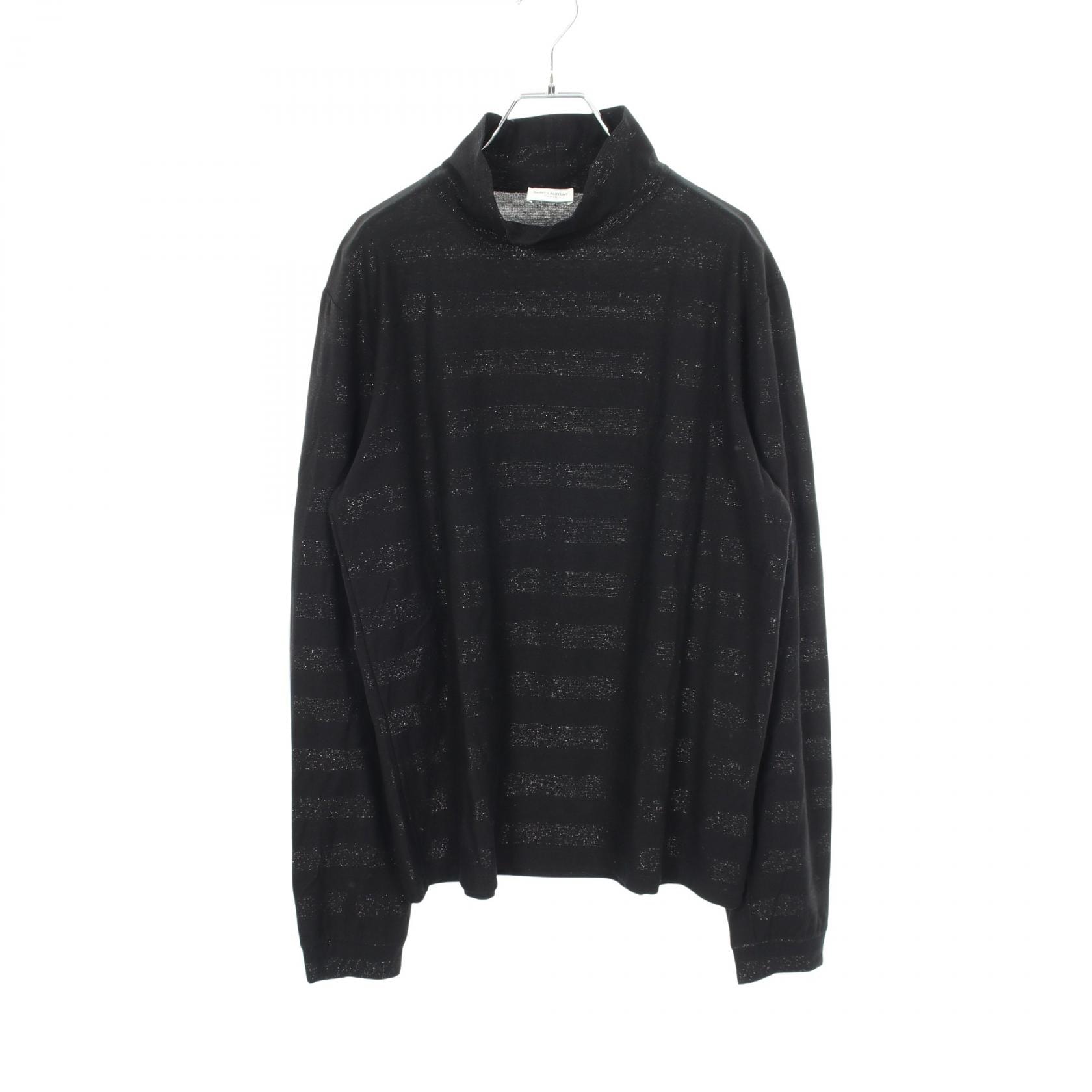 サンローランパリ SAINT LAURENT PARIS タートルネック ボーダー 衣料品 トップス コットン メンズ ブラック系 575466 【中古】