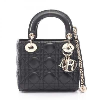 ディオール Dior レディディオール ミニ カナージュ 2WAY ハンドバッグ バッグ レザー レディース ブラック系 M0505ONGEM900 【新品】