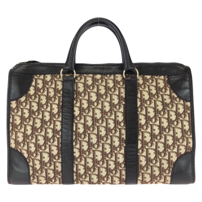Dior ディオール ヴィンテージ トロッター ブラウン ゴールド金具 キャンバス レザー/ ハンドバッグ ボストンバッグ ビジネスバッグ 男女兼用 604118 【中古】