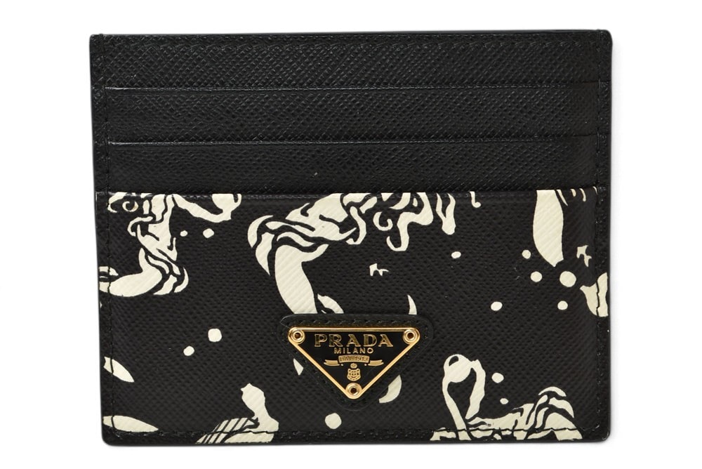 プラダ カードケース/名刺入れ PRADA レザー マーメイド柄 NERO/ブラック【中古】