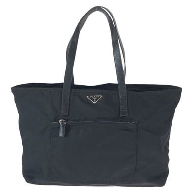 美品 PRADA プラダ テスート 三角ロゴプレート ブラック 黒 シルバー金具 ナイロン レザー/ トートバッグ ショルダーバッグ 601298 【中古】
