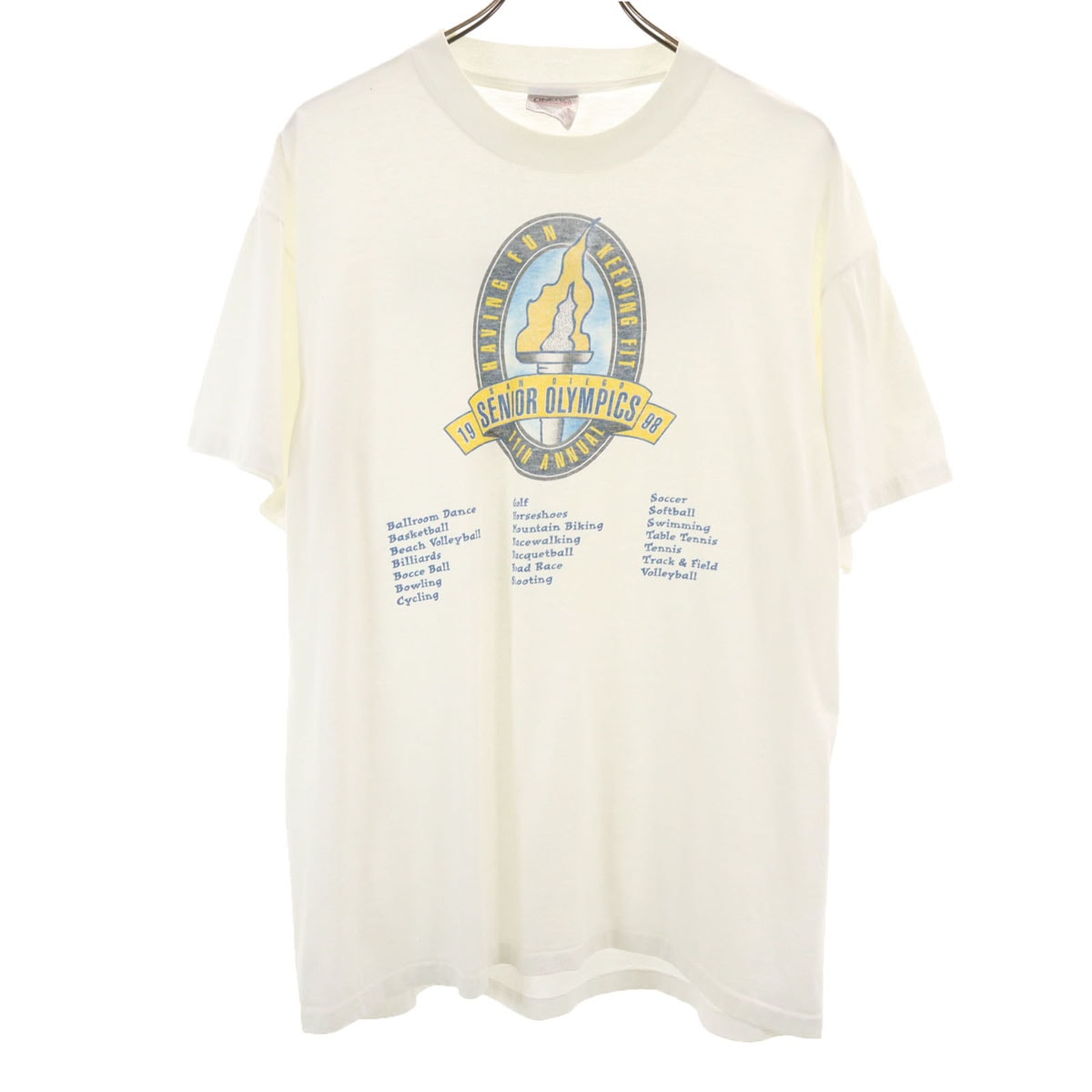 ONEITA オニータ 90s オールド 1998年 シニアオリンピック ボランティア 半袖 Tシャツ L ホワイト シングルステッチ