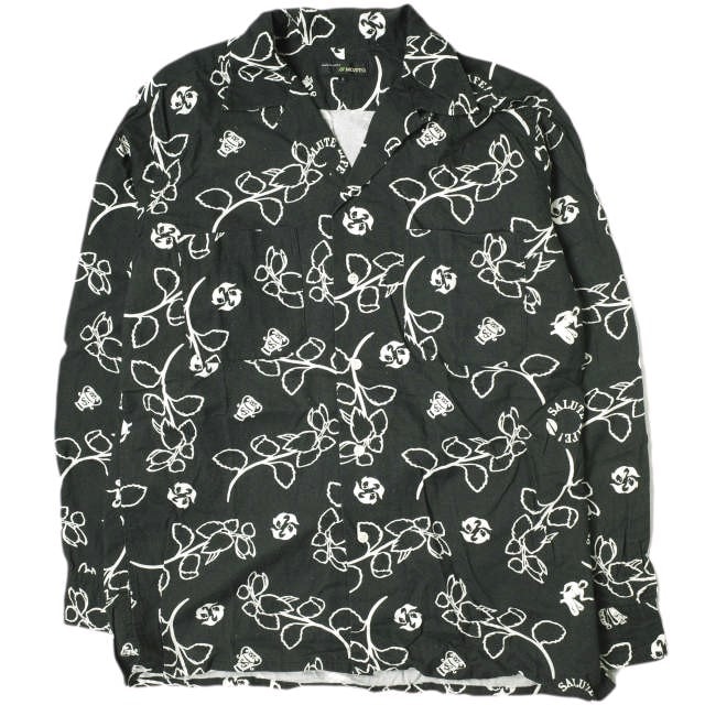 MOJITO x BEAMS PLUS モヒート ビームスプラス 別注 日本製 イベント限定 ABSINTH SHIRTS HAWAII ハワイアン柄 アブサンシャツ S ブラック 長袖 トップス g16006