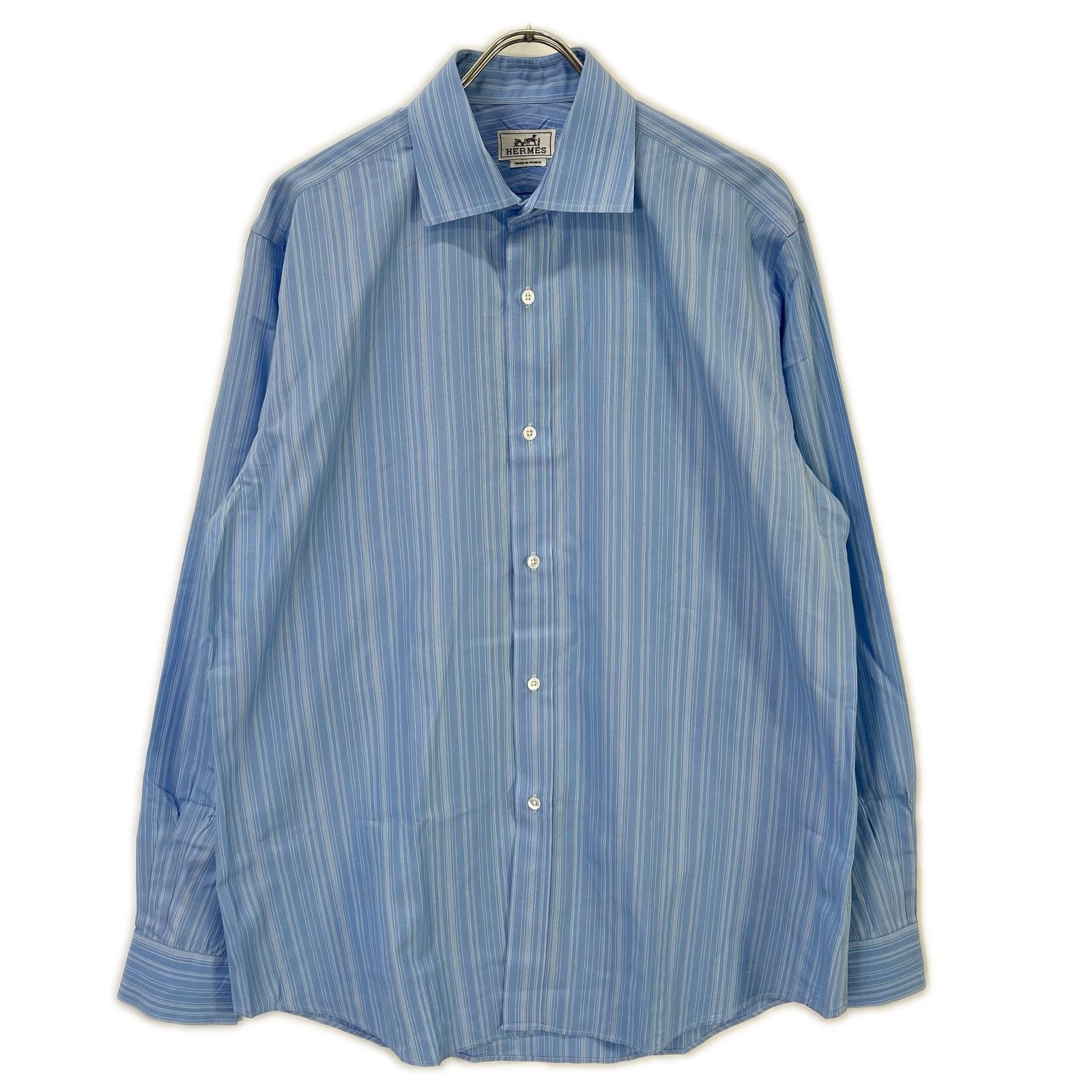 エルメス 【美品】ストライプ セリエボタン 長袖シャツ 41/16