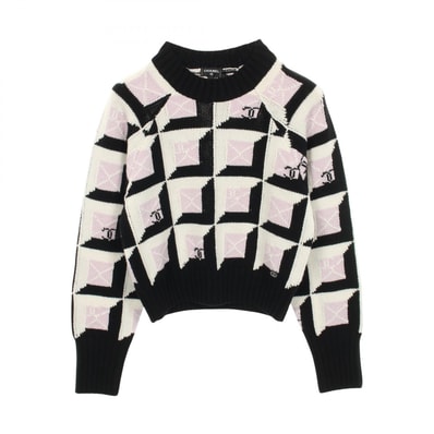 シャネル CHANEL ココマーク ニット 衣料品 トップス カシミヤ レディース ブラック系 / ホワイト系 / パープル系 【中古】