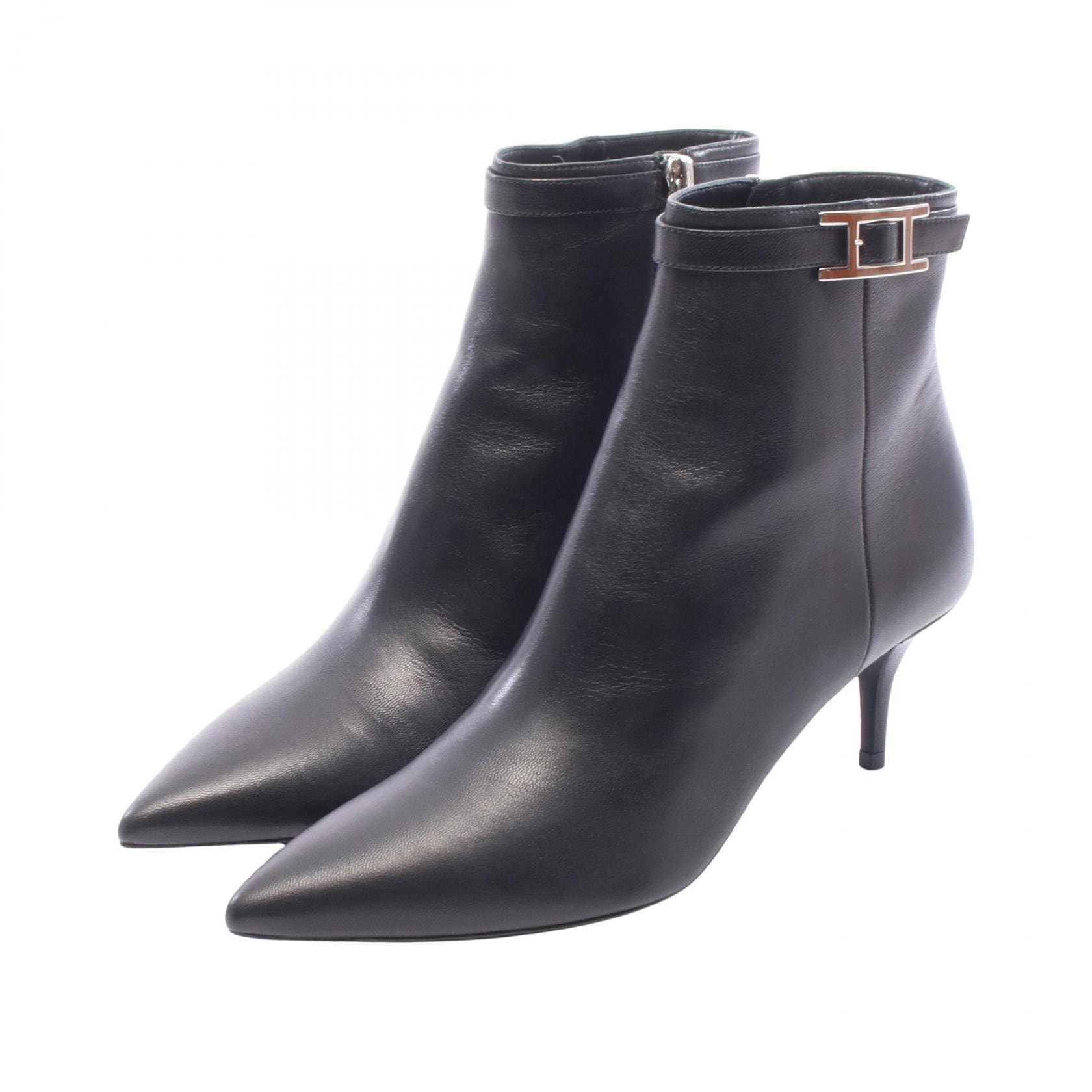 エルメス HERMES ブランシュ ショート ブーツ 靴 レザー レディース ブラック系 【中古】