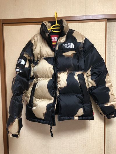 Supreme x The North Face Bleached Denim Print Nuptse Jacket "Black"