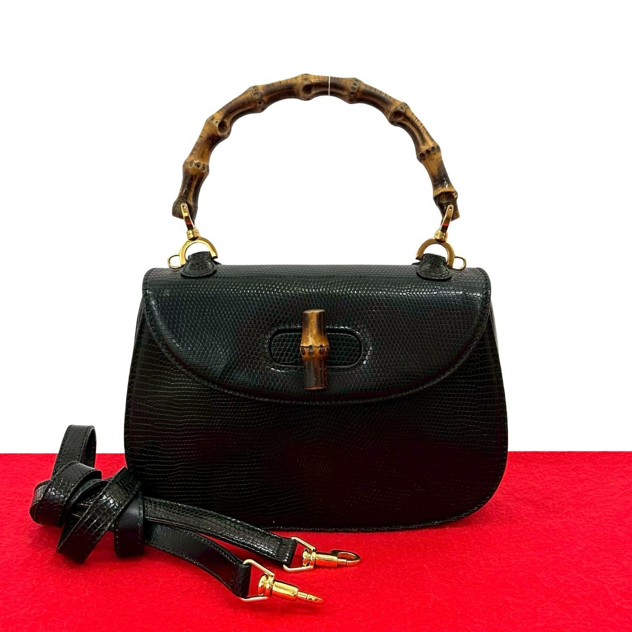 GUCCI グッチ バンブー レザー ハンドバッグ ブラック
 41048