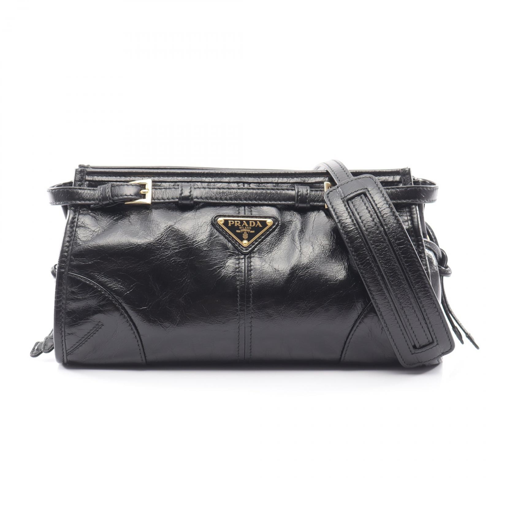 プラダ PRADA ボニー スモール ショルダーバッグ ショルダーバッグ バッグ レザー レディース ブラック系 カーフレザー 【中古】