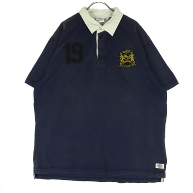 Dickies ディッキーズ コットン ワッペン 半袖 ラガーシャツ 3L ネイビー