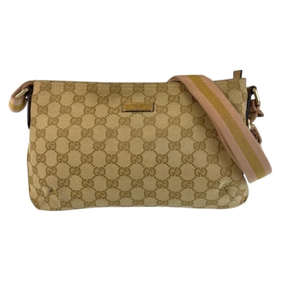 GUCCI グッチ シェリーライン ベージュ ピンク ゴールド金具 GGキャンバス ショルダーバッグ メッセンジャーバッグ 602963 【中古】