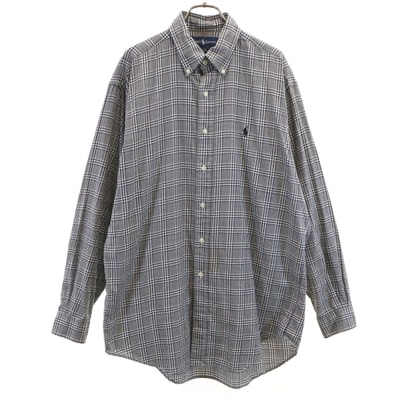 RALPH LAUREN ラルフローレン チェック柄 長袖 ボタンダウンシャツ M ネイビー BLAKE