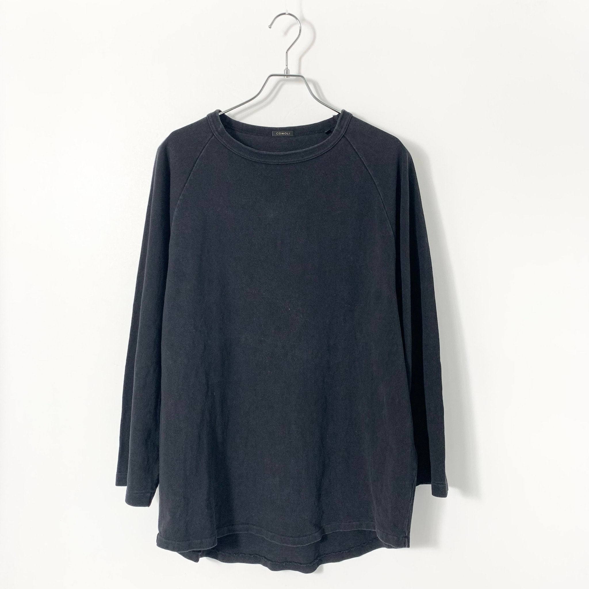 COMOLI Cotton Jersey Baseball T-Shirt "Black"