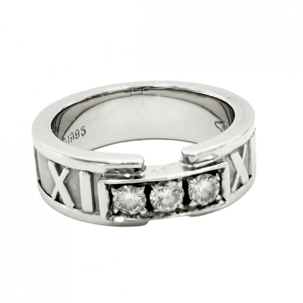 TIFFANY&Co. ティファニー 指輪 アトラス リング ジュエリー アクセサリー Au750 18金WG K18ホワイトゴールド ダイヤモンド 約7号 レディース 約6.8g【中古品】