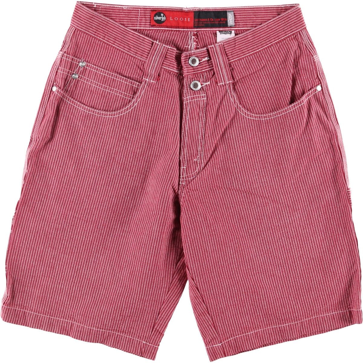 古着 リーバイス Levi's SILVER TAB シルバータブ LOOSE ルーズ ストライプ柄 デニムペインターショーツ ハーフパンツ メンズw31相当/eaa587958