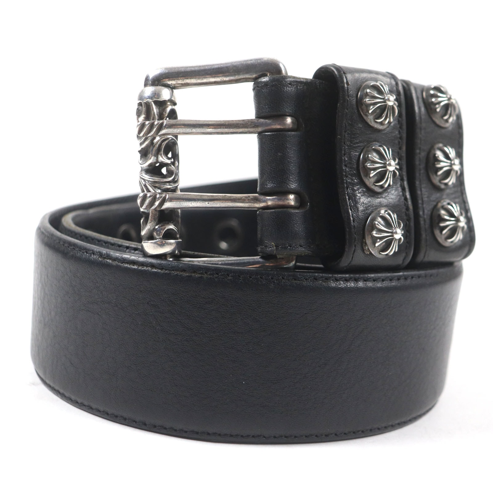 Chrome Hearts Double Pin Roller Belt Crossball "Black/Silver"