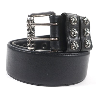 Chrome Hearts Double Pin Roller Belt Crossball "Black/Silver"