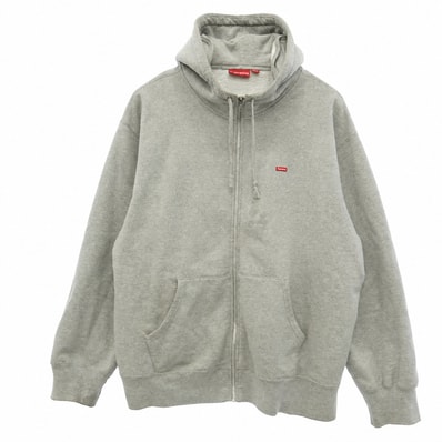 Supreme シュプリーム 21AW Small Box Zip Up Hooded Sweatshirt スモール ボックスロゴ ジップアップ フーデッド スウェットシャツ フーディー パーカー グレー系 XL【中古】