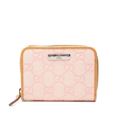 グッチ GGキャンバス コインケース カードケース 112665 ピンク ブラウン キャンバス レザー レディース GUCCI 【中古】