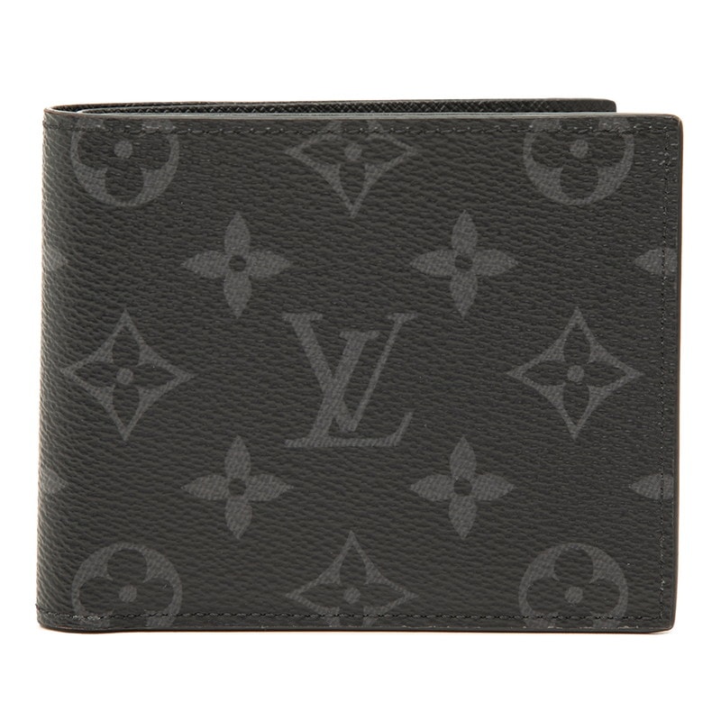 ルイ ヴィトン モノグラム エクリプス ポルトフォイユ マルコNM 二つ折り財布 M62545 ブラック PVC レザー メンズ LOUIS VUITTON 【中古】