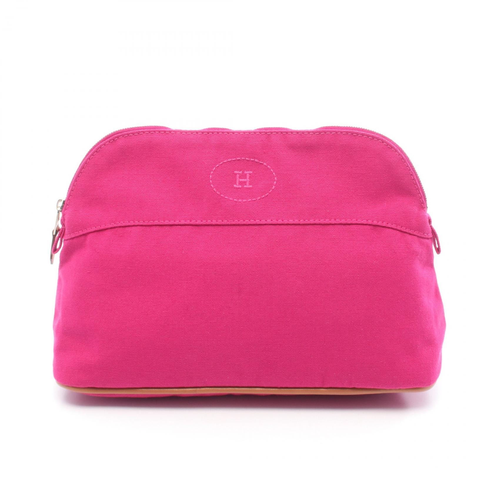 エルメス HERMES ボリードポーチMM ポーチ バッグ キャンバス レザー ハイビスカス レディース ピンク系 / ブラウン系 H103774M 06 【中古】