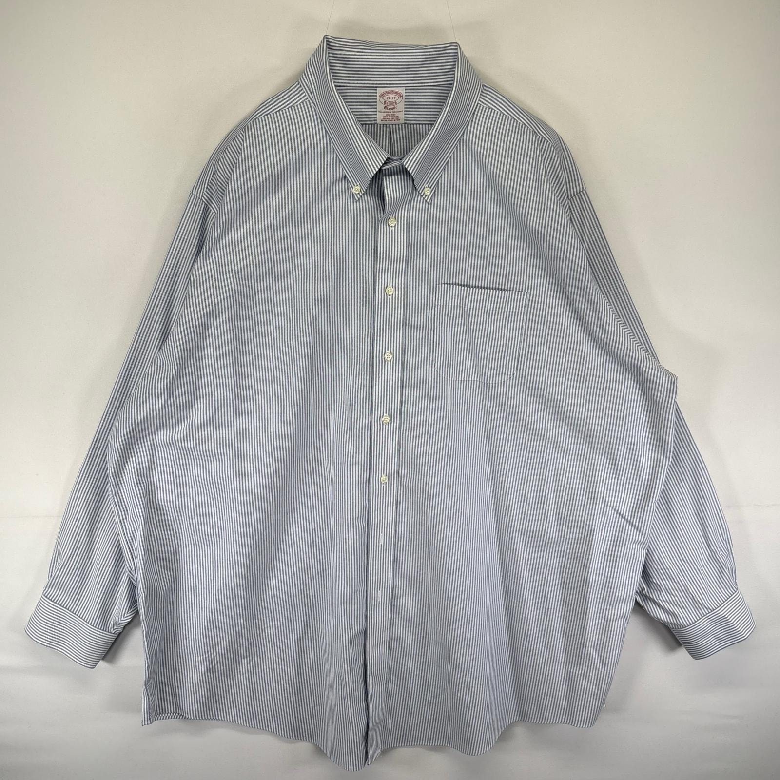 古着 ブルックスブラザーズ Brooks Brothers 長袖シャツ ボタンダウン ストライプ 胸ポケット 1818 20  水色系 ストライプ メンズ